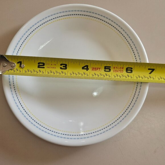 3 Corelle Mismatched Dessert Snack Plates 6.75" stripes geometric design - Picture 6 of 6